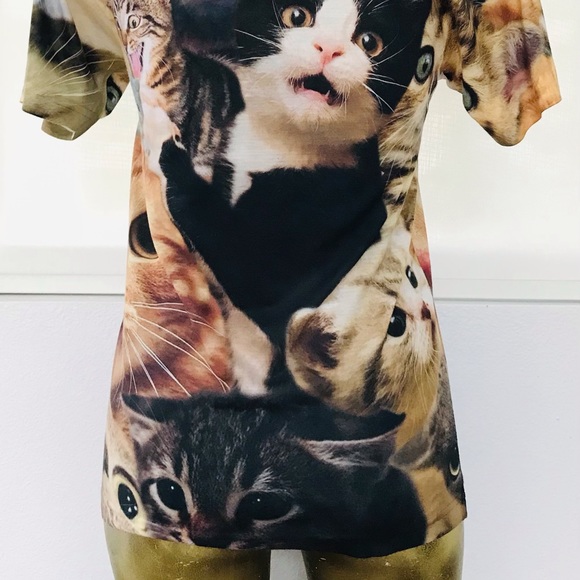 RAGE ON! Fun CAT Photo Print Top Size XS - Picture 9 of 11